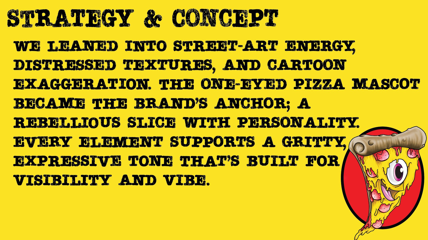 Slice strategy and concept — street art energy and cartoon exaggeration