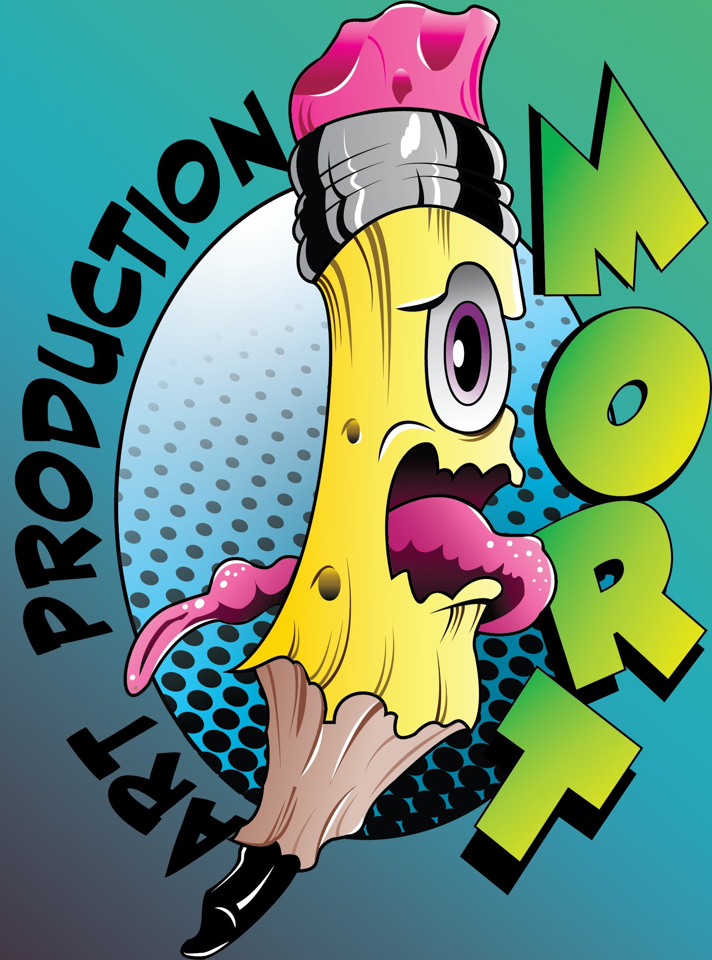 Mort Art Productions mascot — Josh Mort pencil character