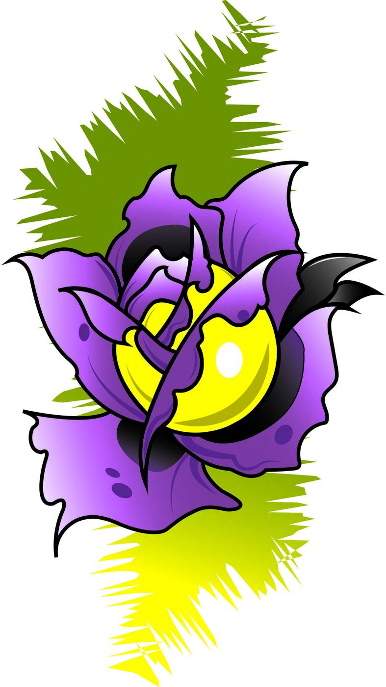 Morty Rose — original neo-traditional purple rose with character eye